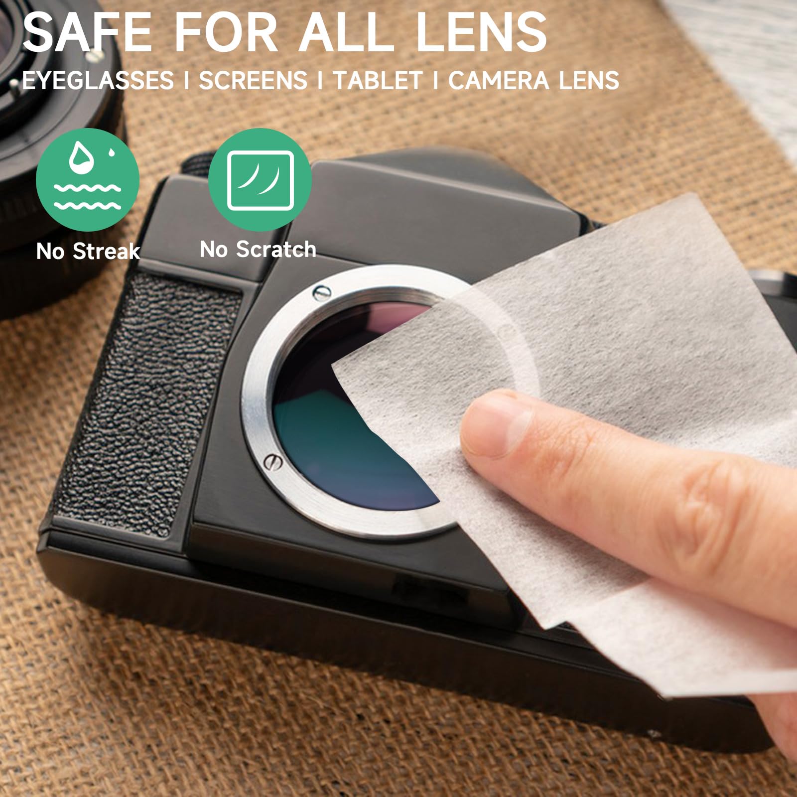 Travel-friendly Lensmate wipes fit in a pocket for clean optics anywhere