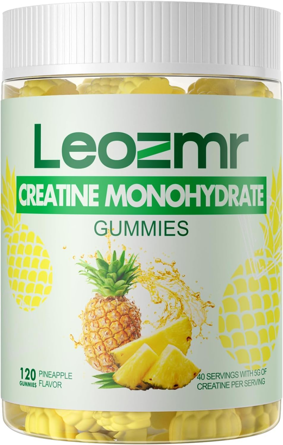 Leozmr Creatine Monohydrate Gummies, pineapple flavor, suitable for daily workouts
