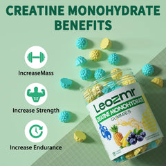 Serving 3 gummies of Leozmr Creatine Monohydrate Gummies for quick dosing