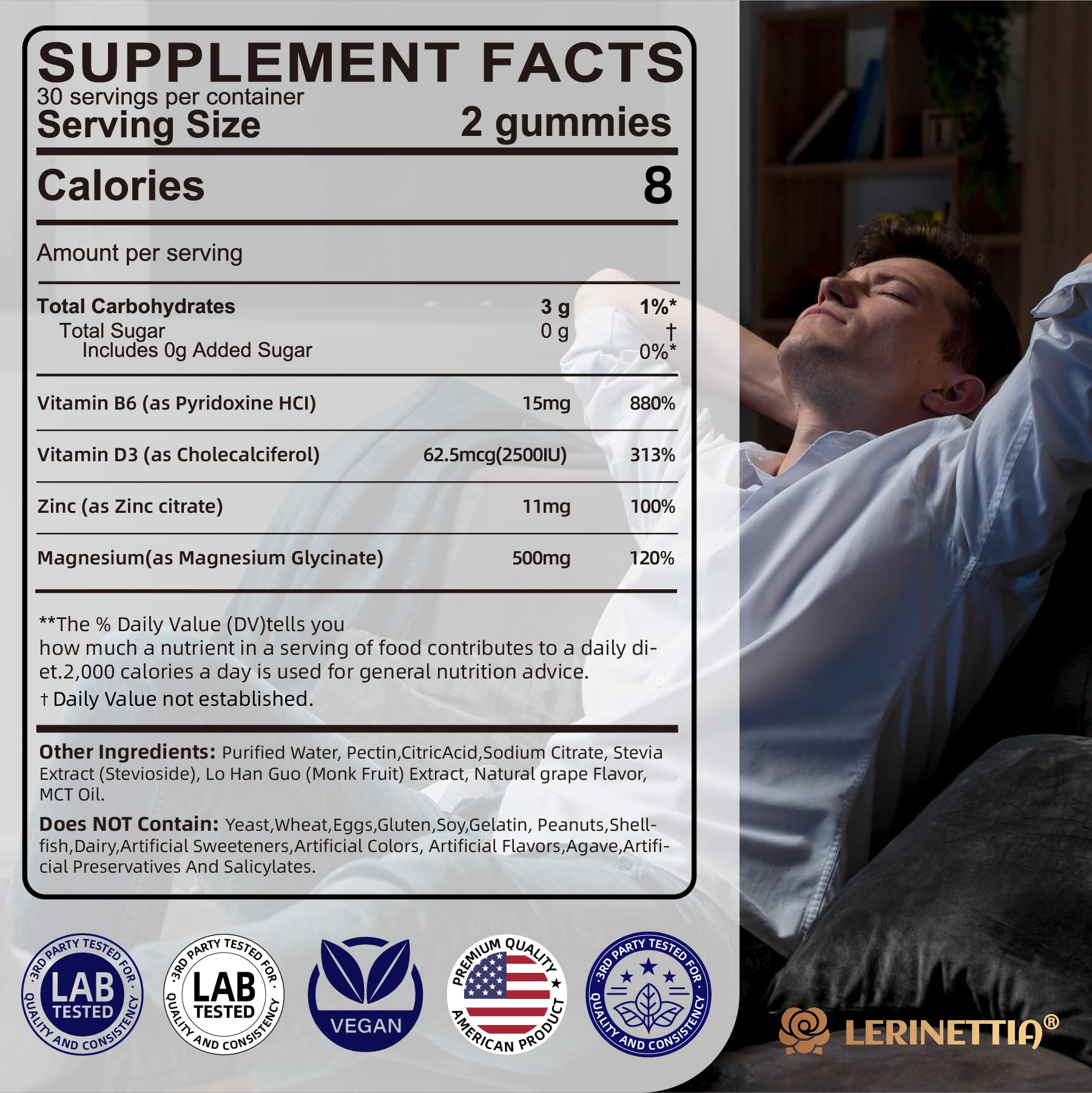 Lerinettia magnesium glycinate gummies raspberry – tasty daily magnesium with sugar-free convenience.