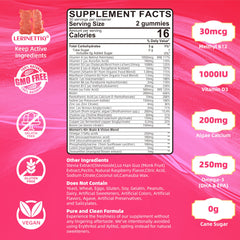 Lerinettia gummies close-up, fruity strawberry flavor with no added sugar.