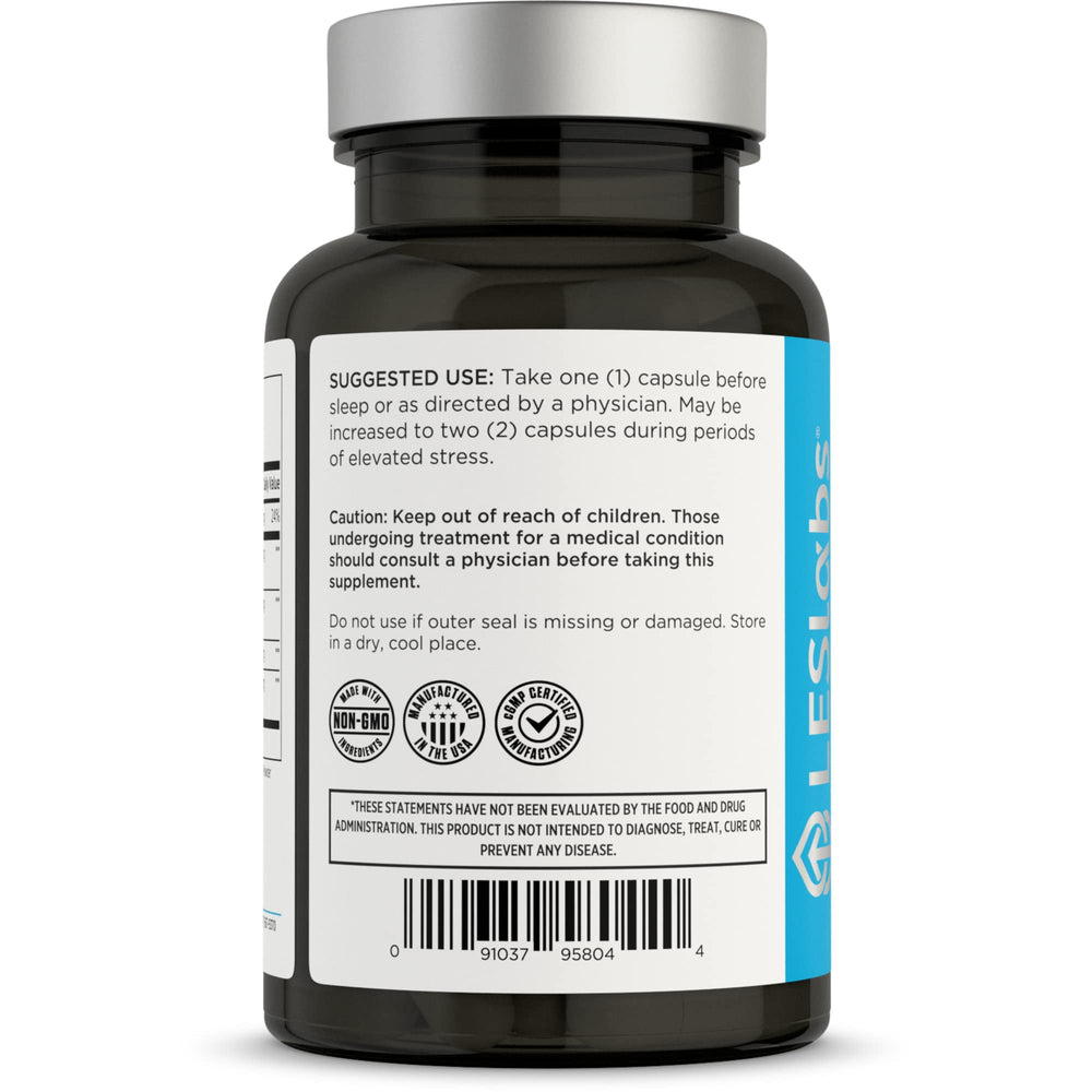 LES Labs Cortisol Health ingredients panel highlights adaptogens for balance