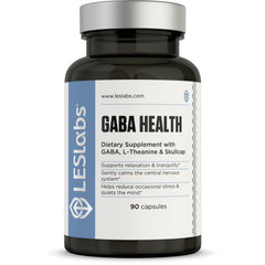 LES Labs GABA Health bottle front view for daily calm and balanced mood.