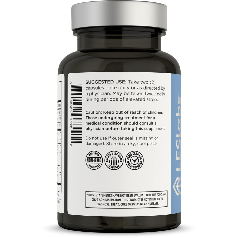 Label detail of LES Labs GABA Health highlighting non-GMO formula.