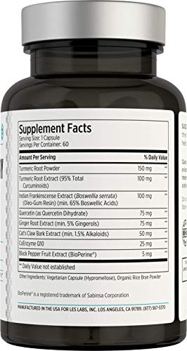 LES Labs Inflammatory Health ingredients chart highlighting anti-inflammatory components for joint comfort.