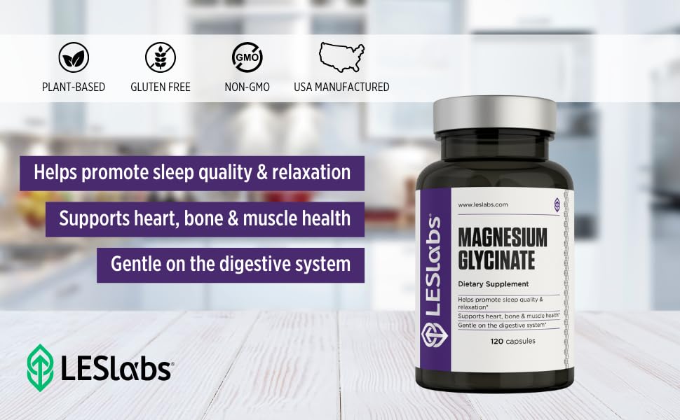 LES Labs Magnesium Glycinate night routine suggests relaxed evenings.
