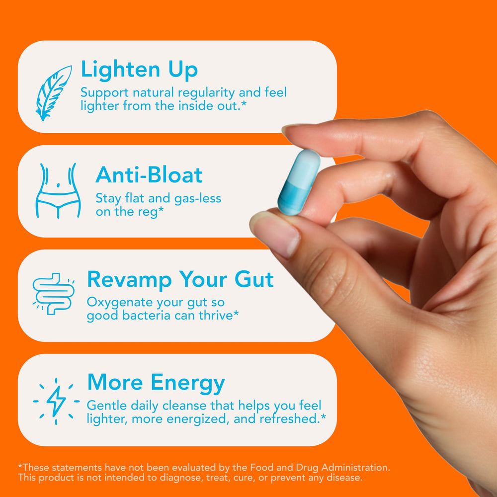 Let Loose bottle pouring capsules illustrating easy nightly routine