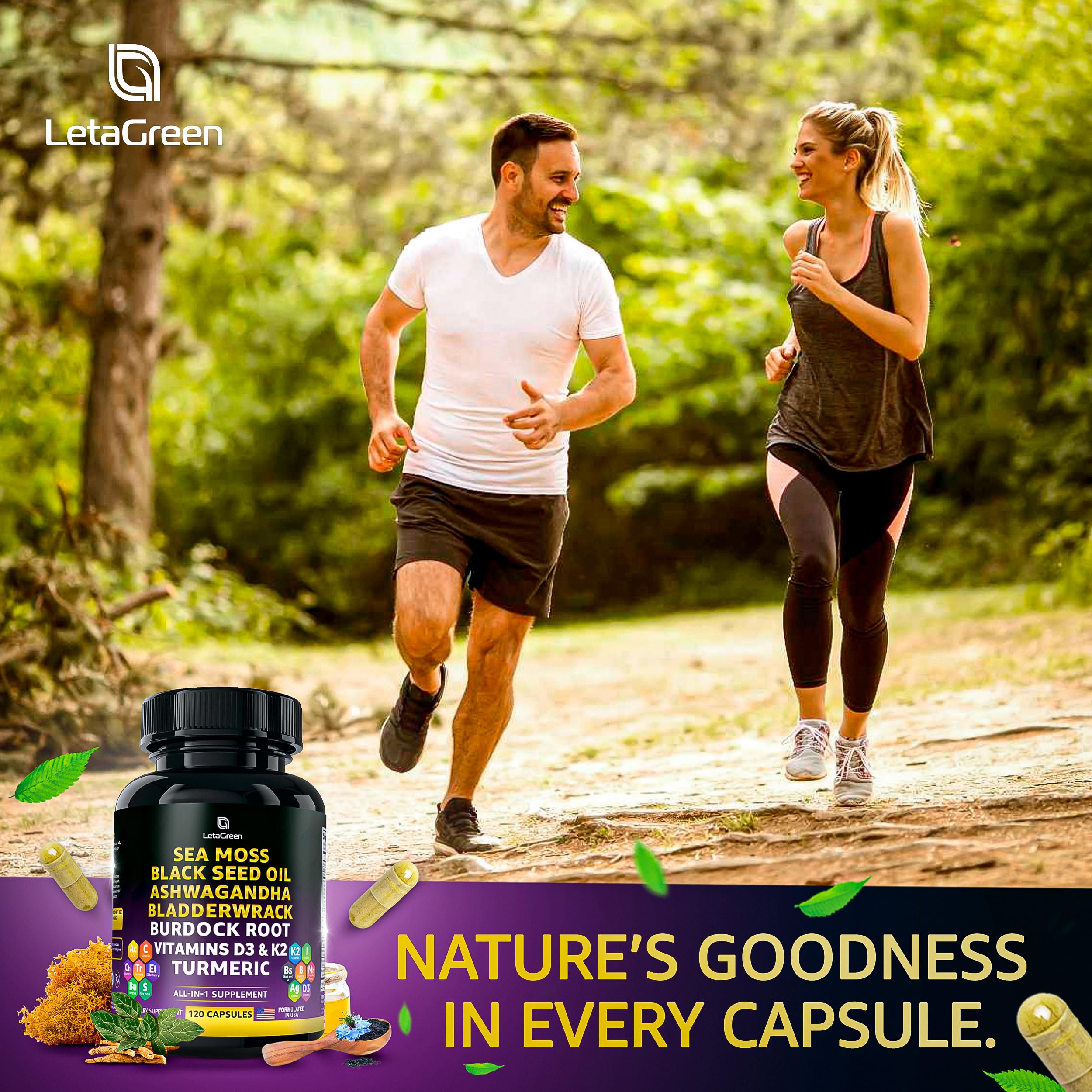 LetaGreen happy user taking capsules during daily routine.