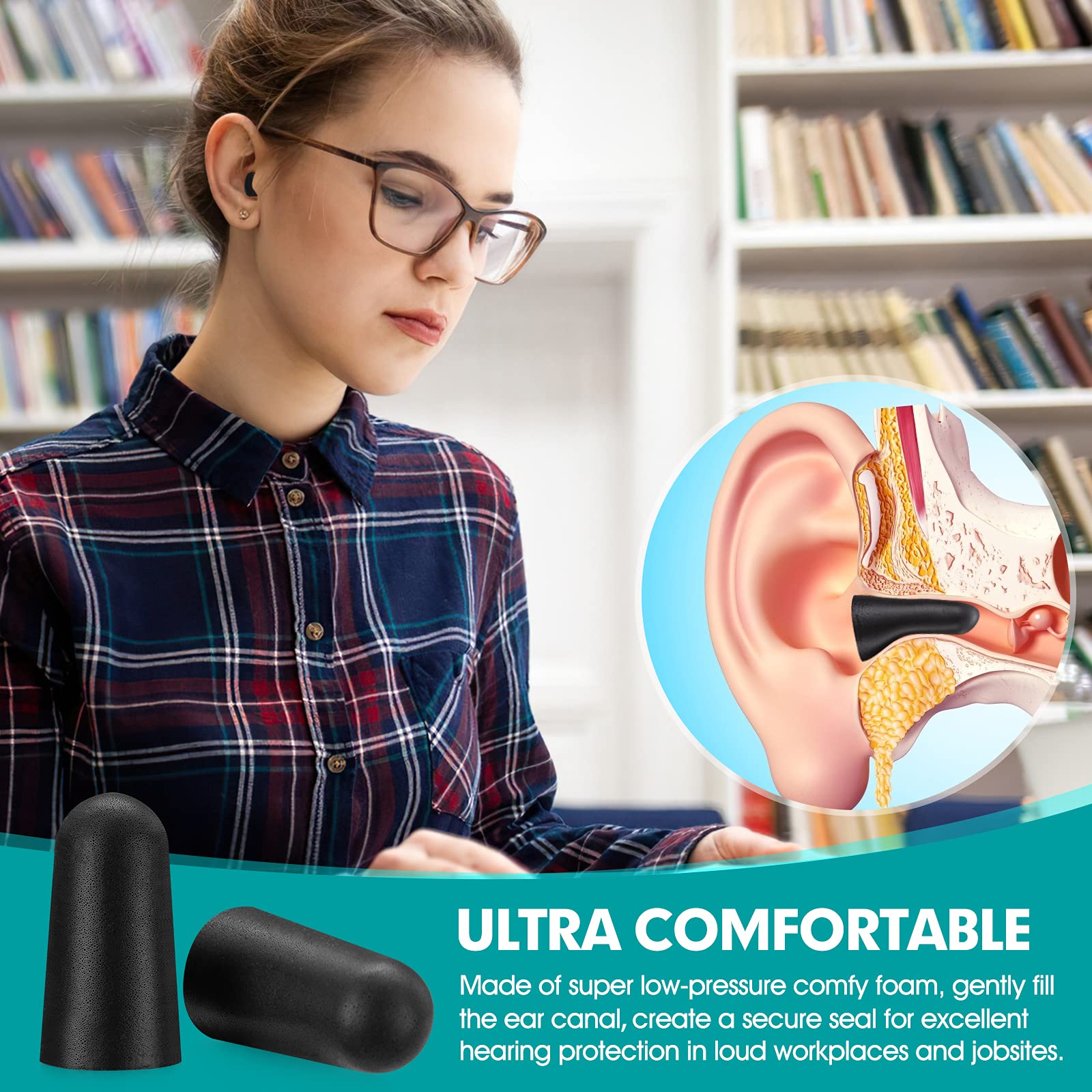 LETAYAR earplugs comfy foam low-pressure fit enhances comfort during long use.