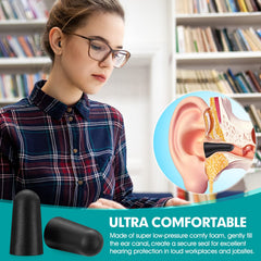 LETAYAR earplugs comfy foam low-pressure fit enhances comfort during long use.