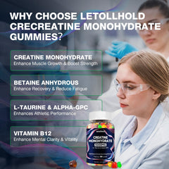 Letollhold Creatine Gummies on a workout mat highlighting on-the-go energy.