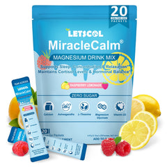 LETSCOL MiracleCalm raspberry lemonade powder tub for an easy relaxing drink before bed