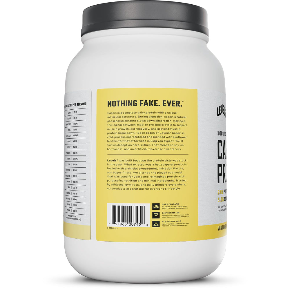 Levels Casein with sunflower lecithin promoting easy mixing and creamy texture.