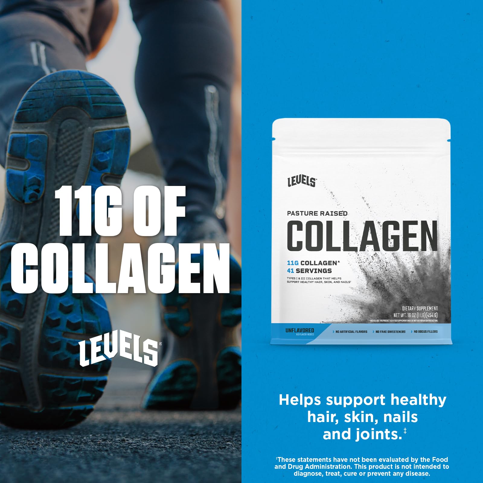 Levels Collagen Peptides smoothie blend added to a nutritious breakfast