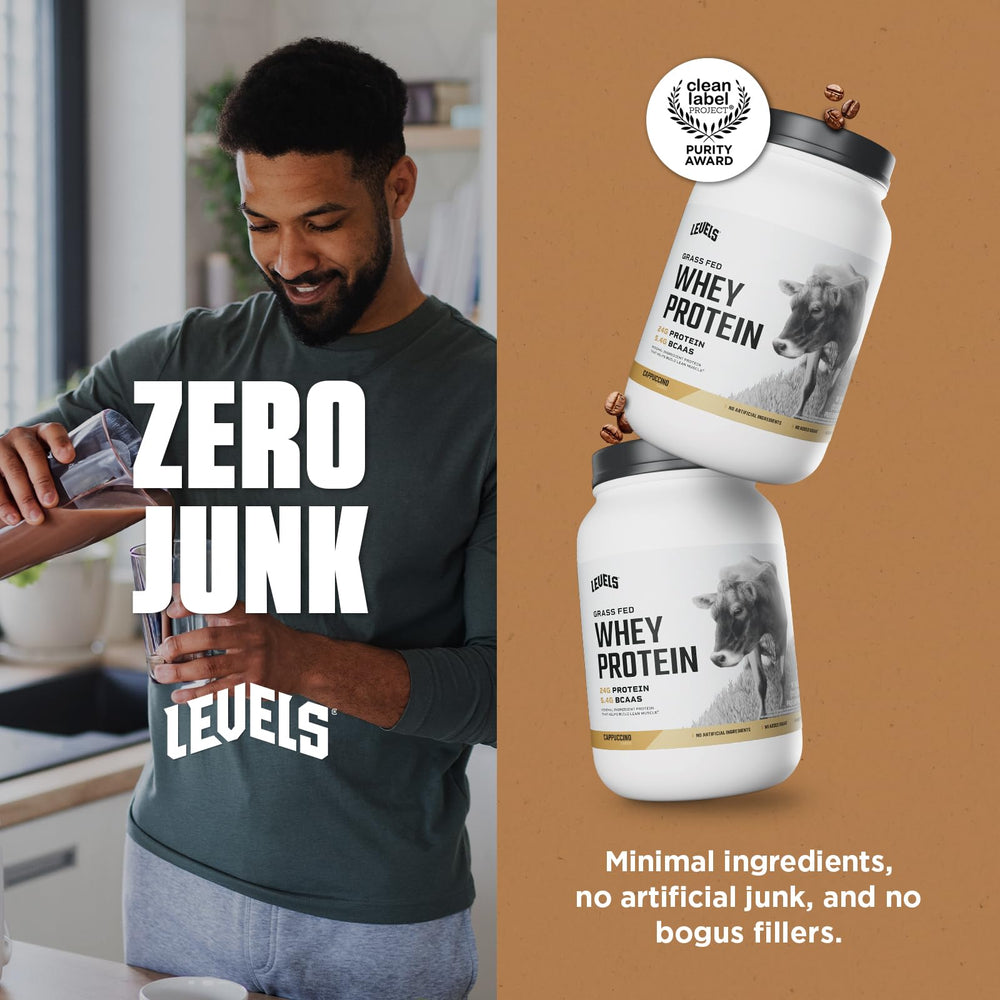 Levels uses grass-fed dairy for higher-quality protein.