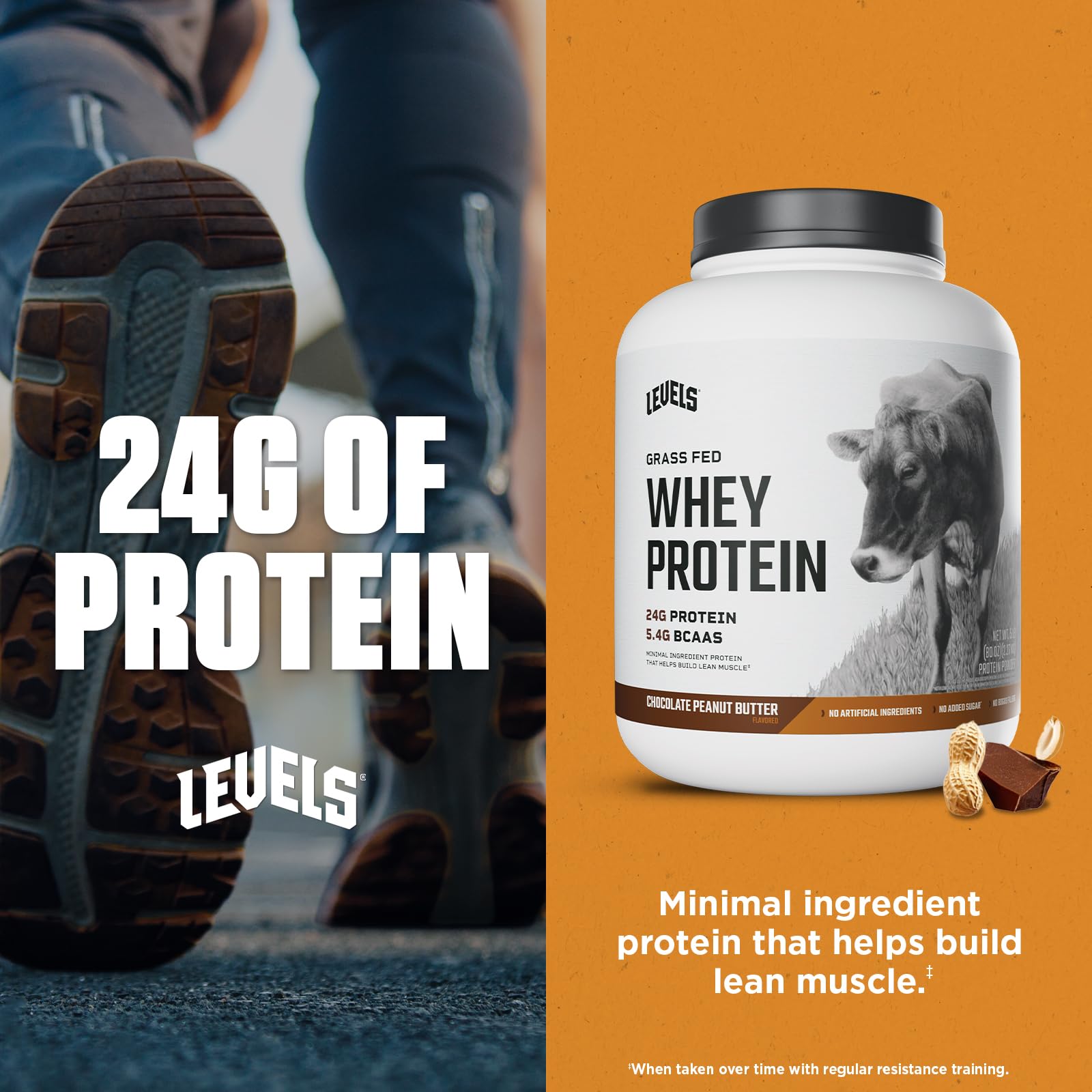 Levels Grass Fed Whey ingredients showing natural, clean components