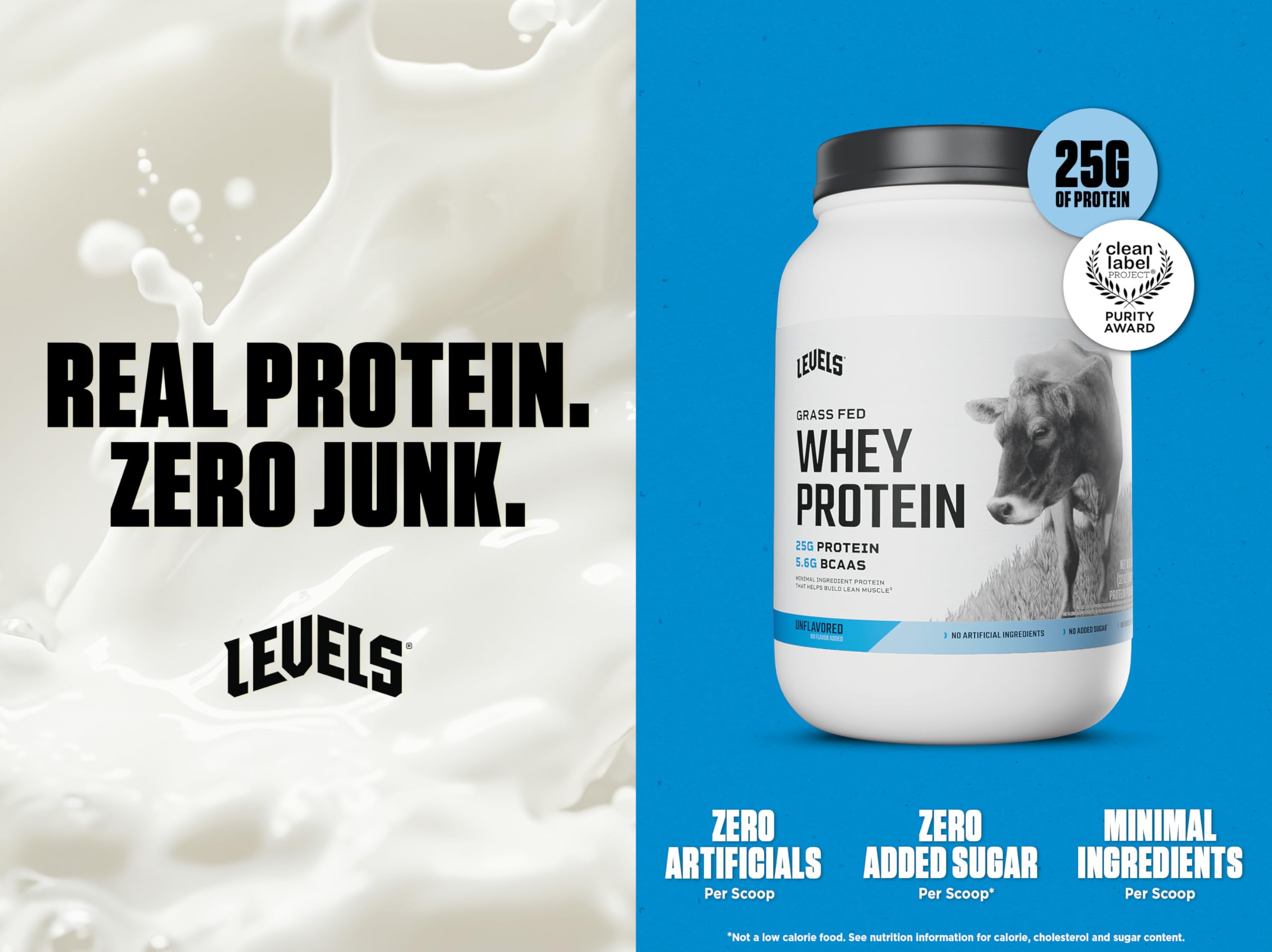 Levels Grass Fed Whey scoop pouring into a shaker for post-workout protein.
