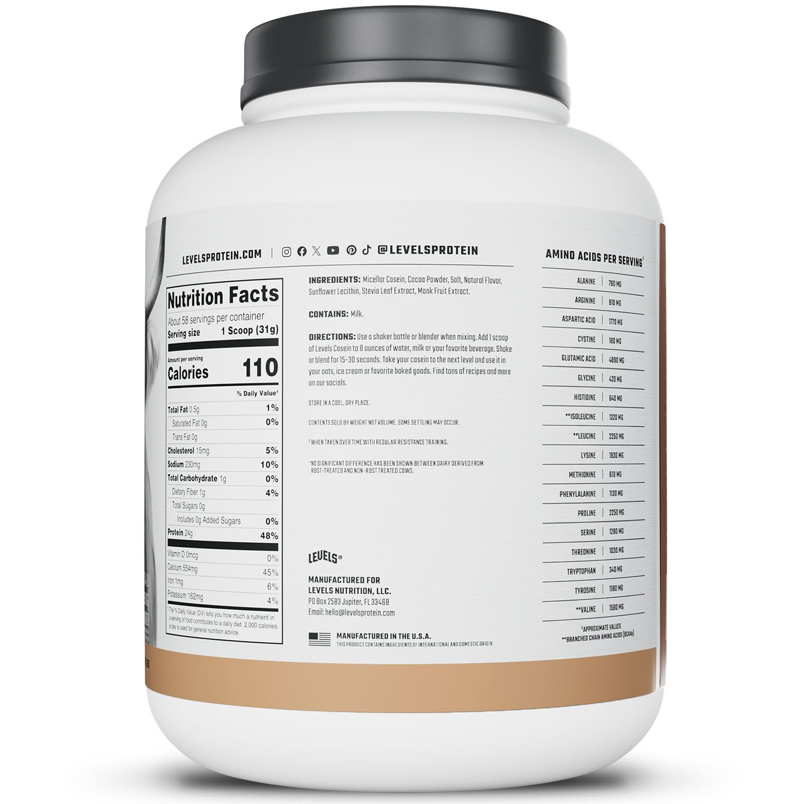 Levels Nutrition easy-mixing with shaker image suggests smooth shakes in seconds