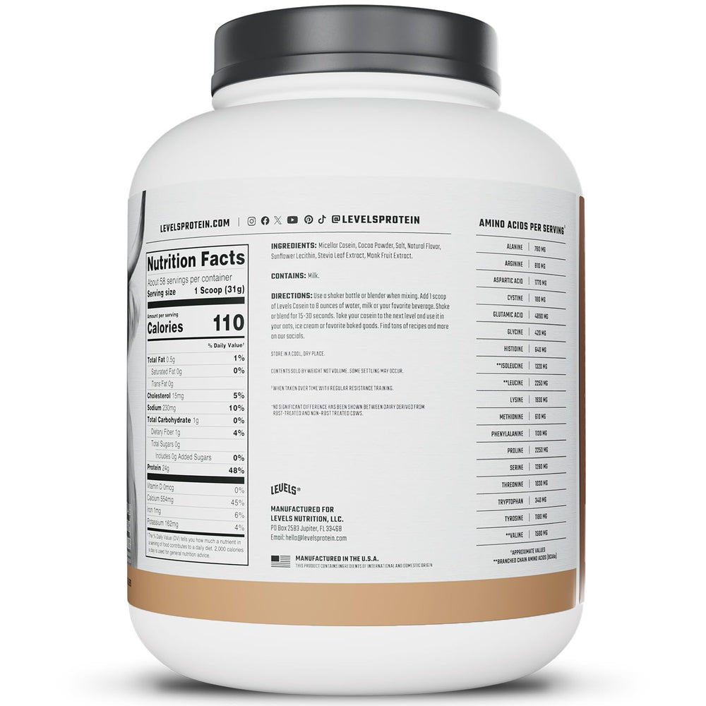 Levels Nutrition easy-mixing with shaker image suggests smooth shakes in seconds