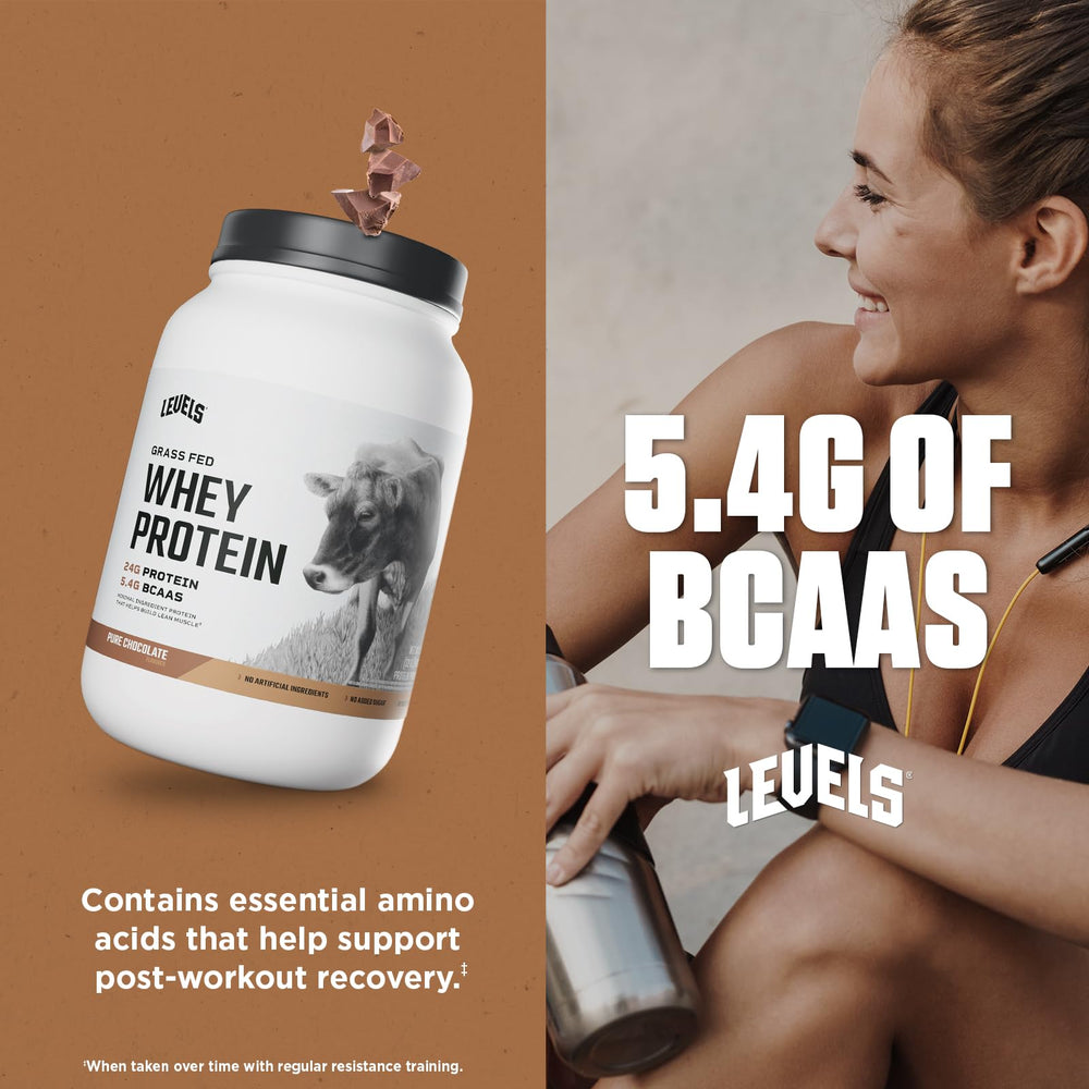 Levels Whey mixed in a glass shows a smooth, chocolate protein drink.