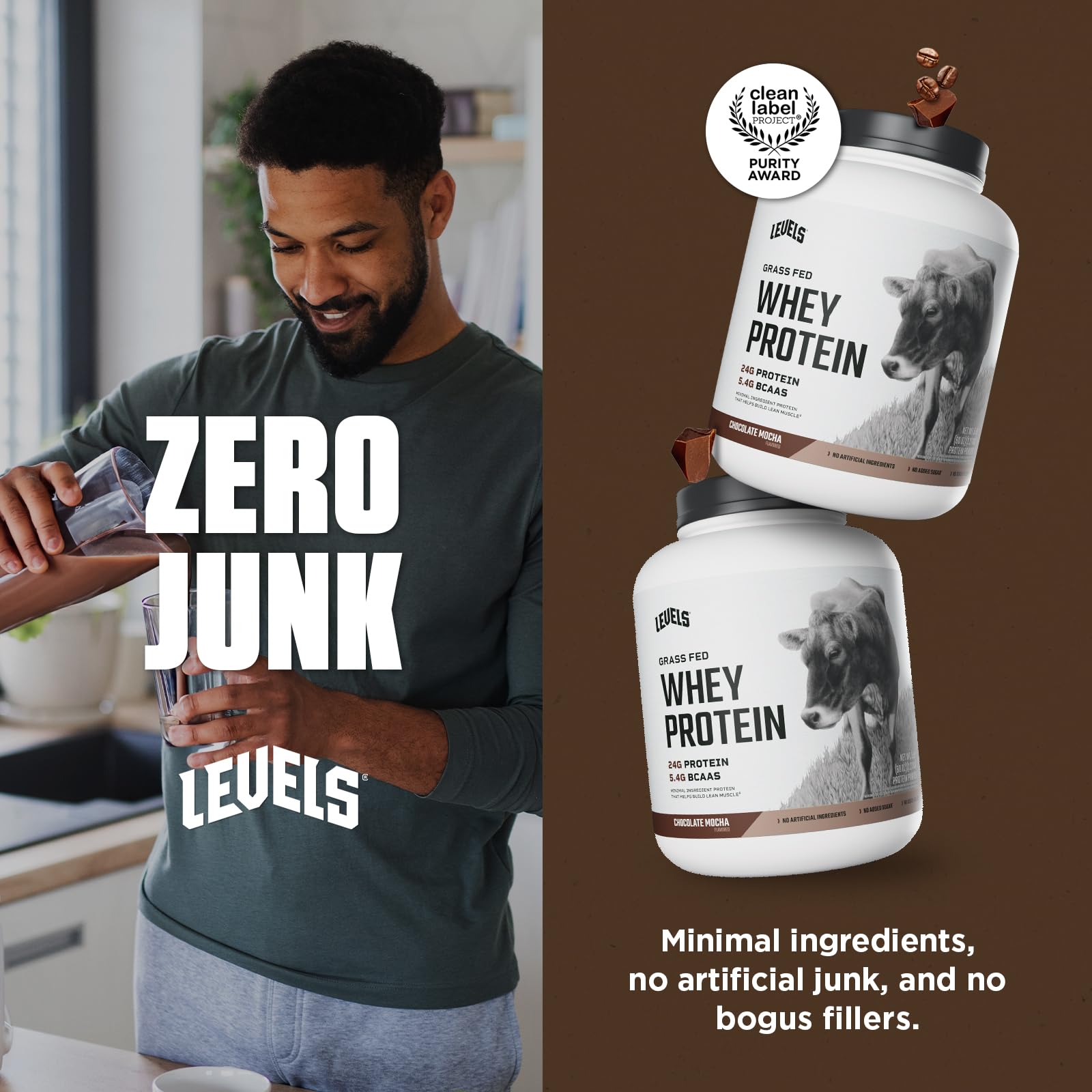 Levels Whey protein ingredients highlighting clean, sustainably sourced nutrition