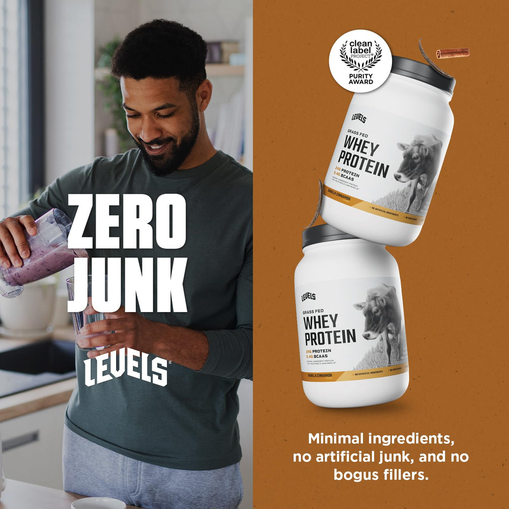 Levels Whey protein label nutrition panel highlights clean ingredients