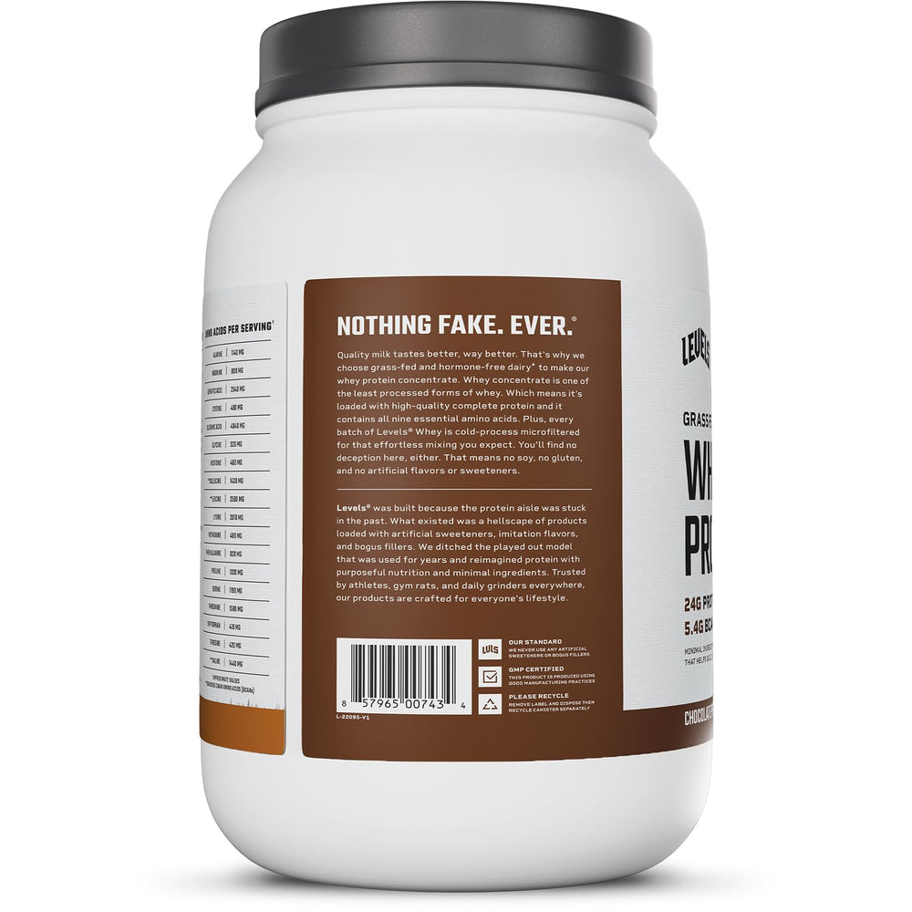 Shake in a blender with Levels whey, suggesting a convenient morning protein boost