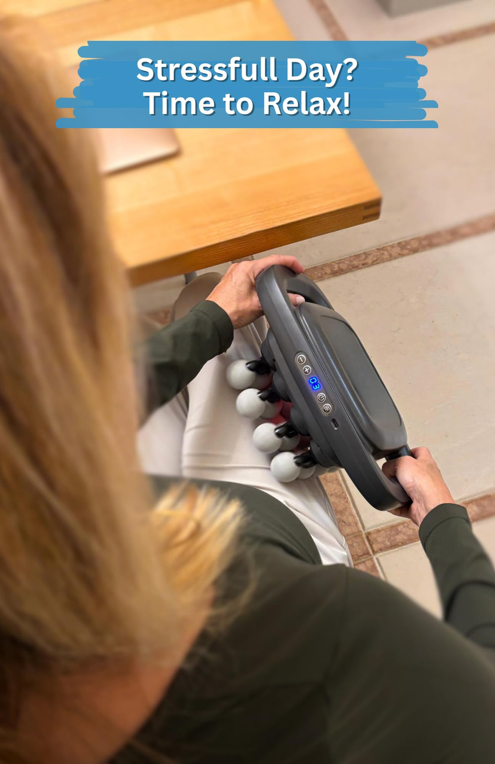 LEVILO 8-head massager for shoulder tension, ideal post-workout recovery.