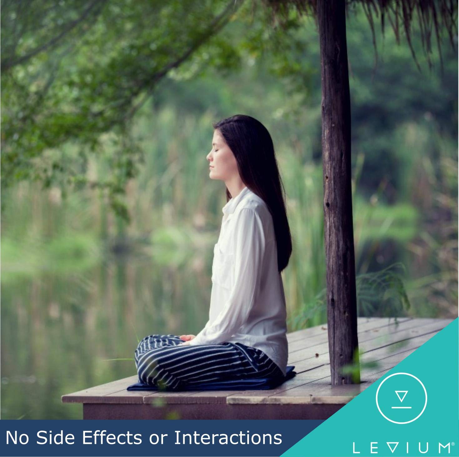 Levium lifestyle desk shot illustrates calm focus during work.