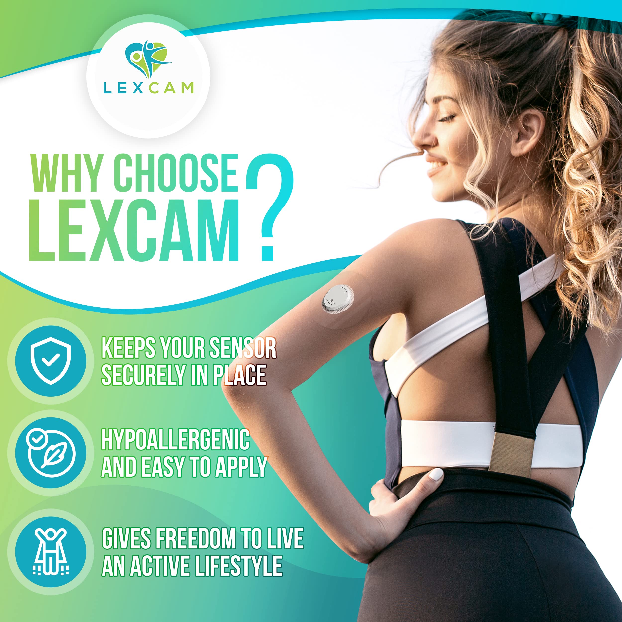Lexcam patch on sensor close-up showcases easy attachment and snug fit.