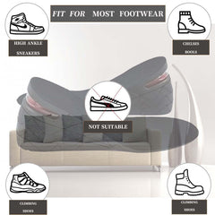 LEXEBY1 air cushion heel lift inset provides comfortable elevation in everyday wear.
