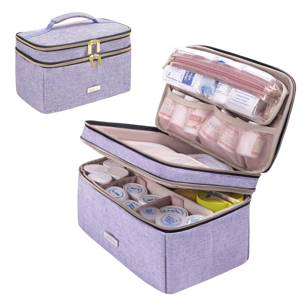 Lexeeco medicine storage bag main compartment keeps pills organized for travel.