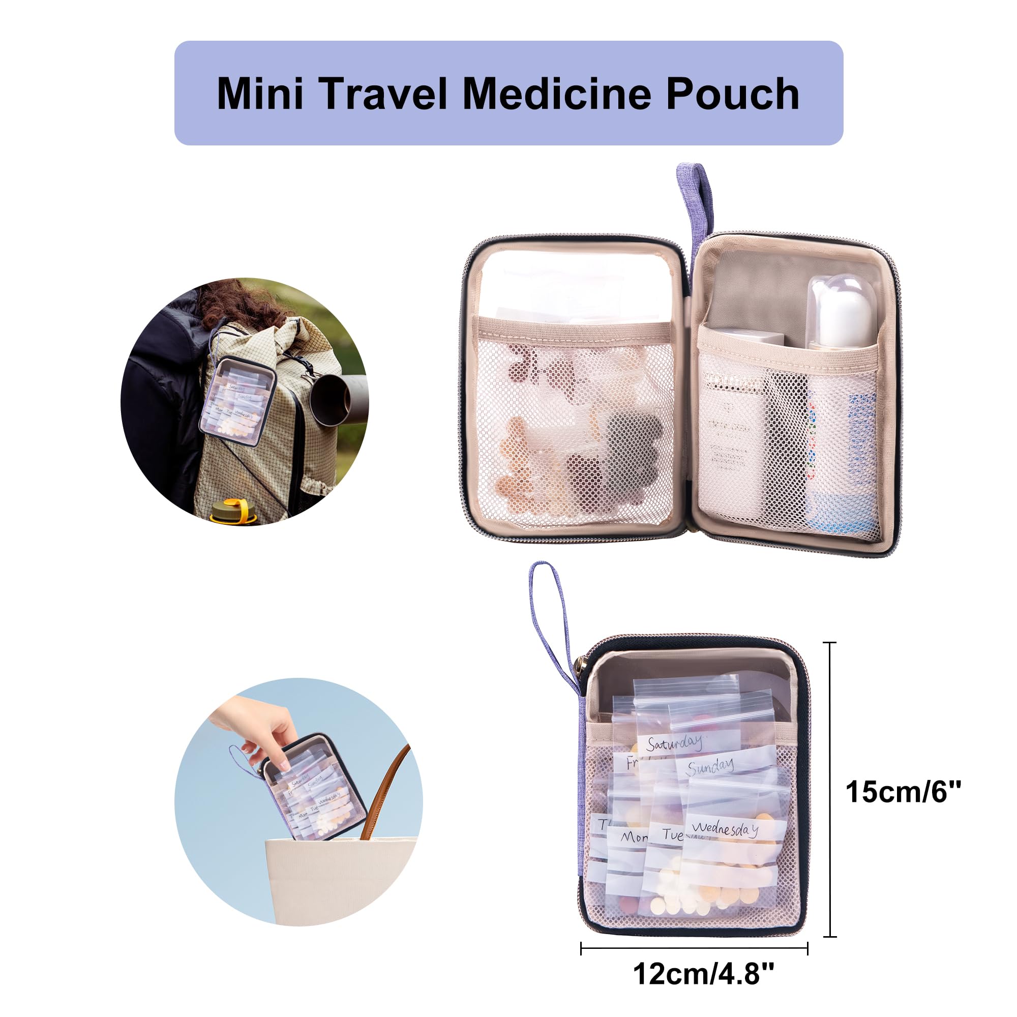 Lexeeco medicine storage bag portable hand strap for easy carrying.