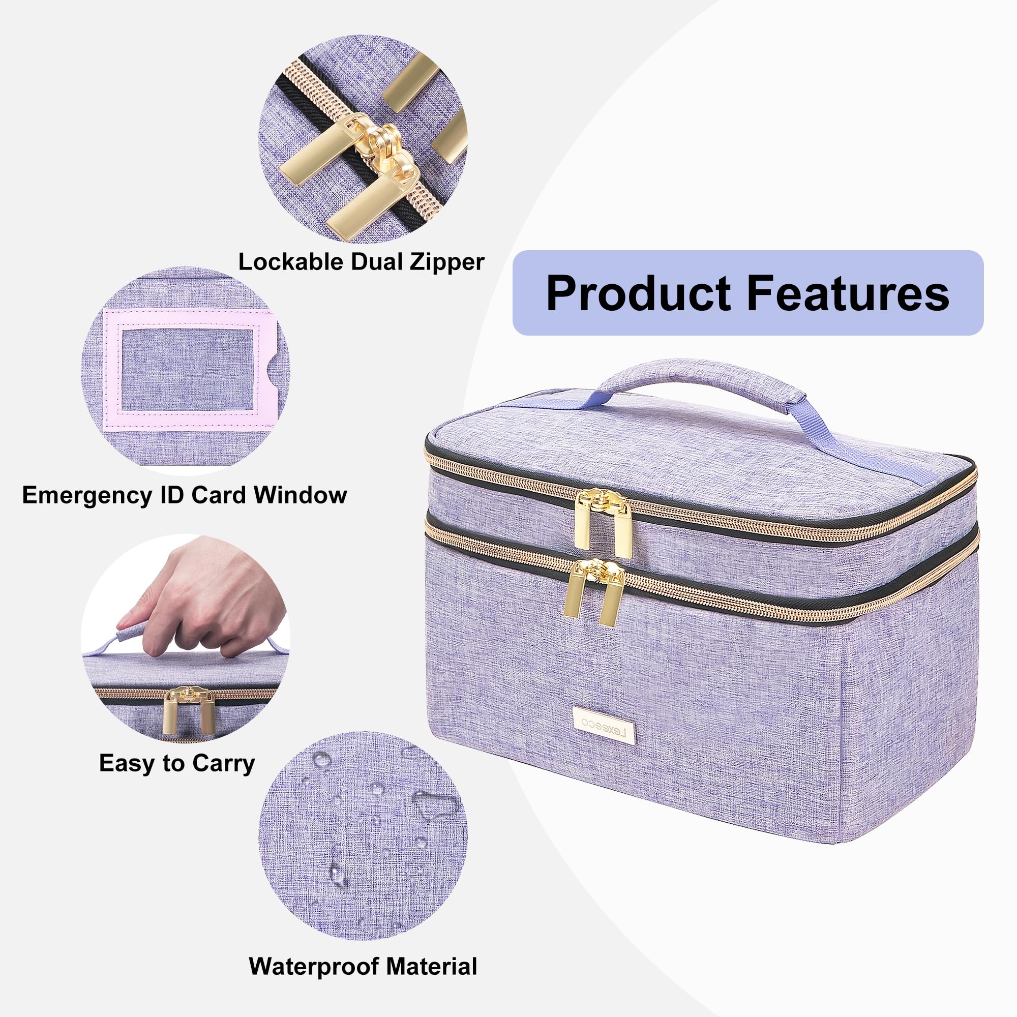 Lexeeco medicine storage bag water-resistant fabric protects contents.
