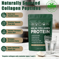 Close-up of Lexenic Halal Collagen powder dissolving quickly in water.