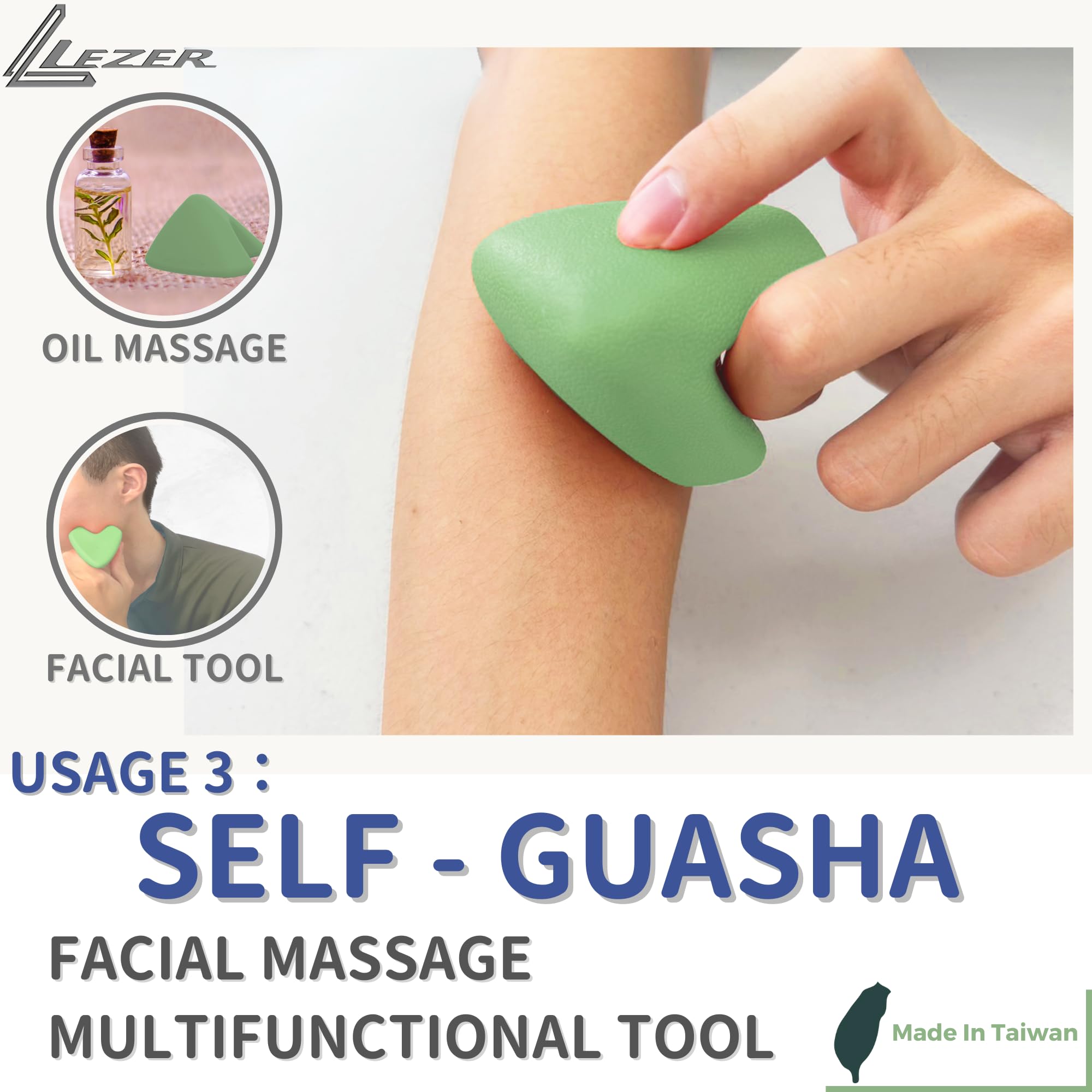 LEZER Trigger Massage Point chair-use setup for thigh and hip massage.