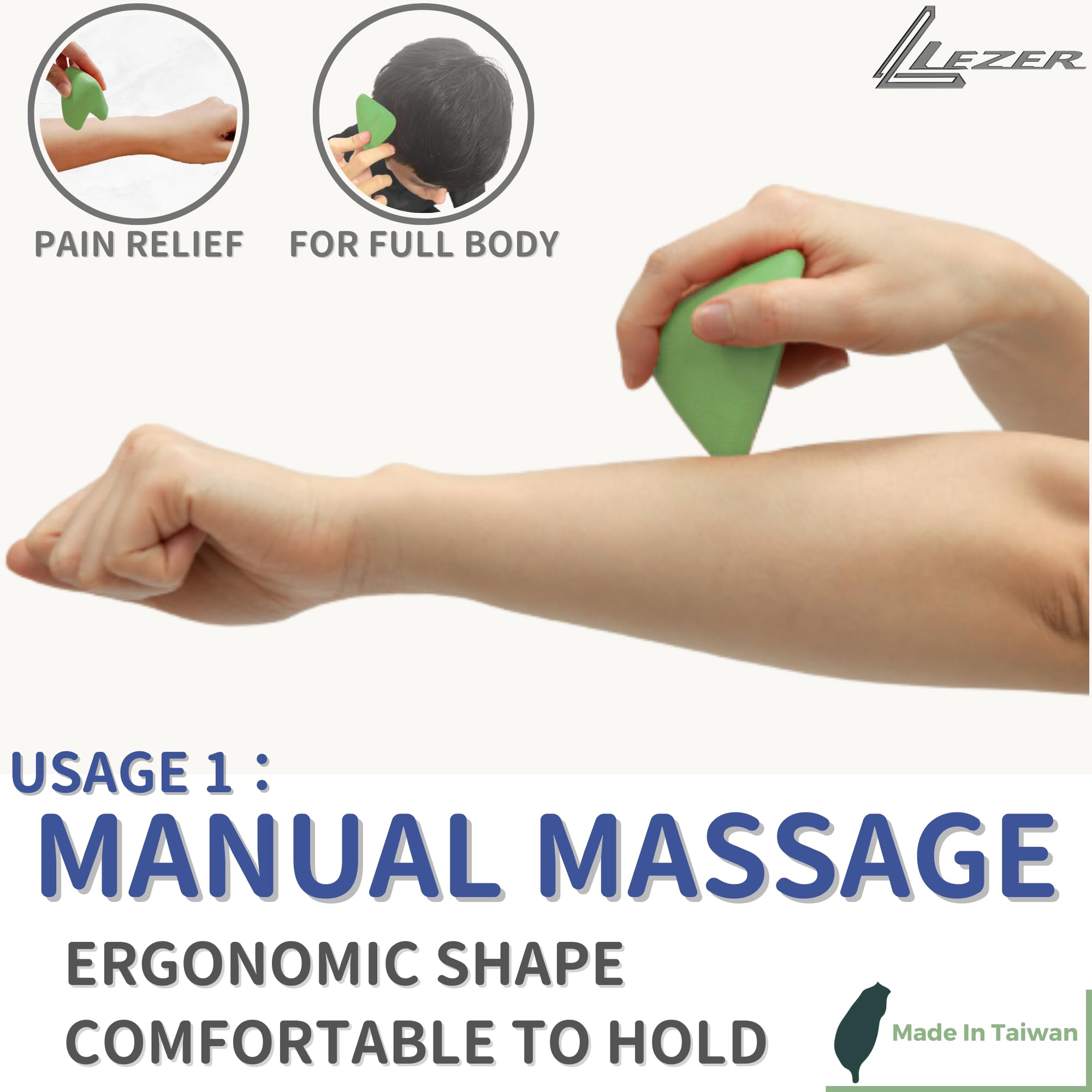 LEZER Trigger Massage Point targets back and shoulders for easy relief.