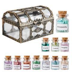 Lezoroqota crystal chips bottle set: assorted stones for calm display and energy.