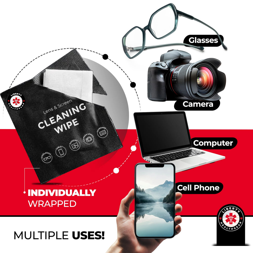 Liberty HealthGear microfiber cloth for lint-free lens cleaning.