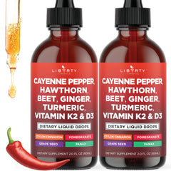 Liberty Lifestyle Cayenne Pepper Drops bottle pour for daily vitality