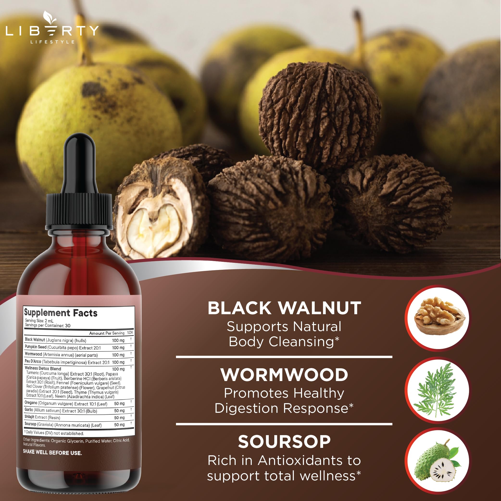 Liberty Lifestyle Defend Wormwood bottle; made in the USA.