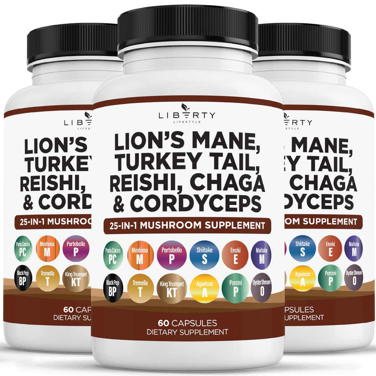 Liberty Lifestyle Lions Mane bottle front for daily focus support