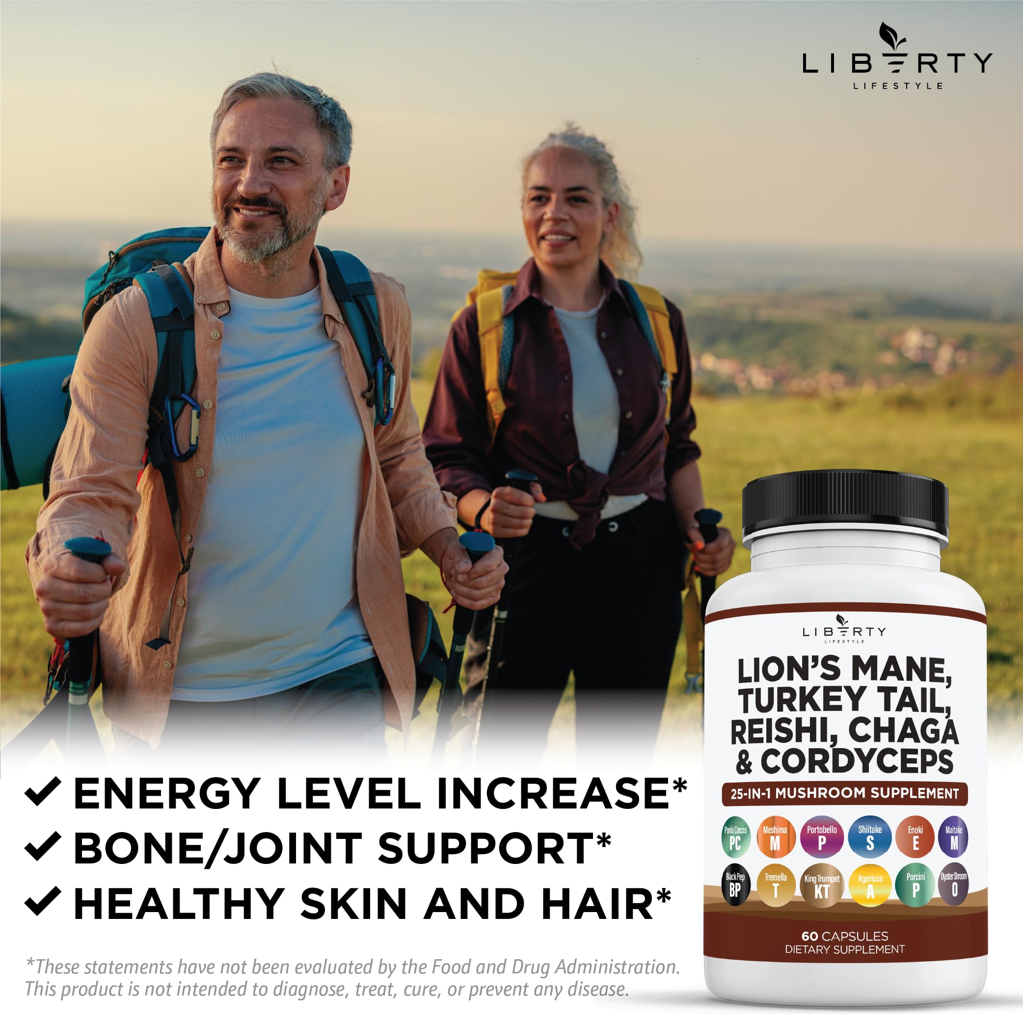 Liberty Lifestyle lions mane-mushroom powder texture close-up, rich color and fine grain.