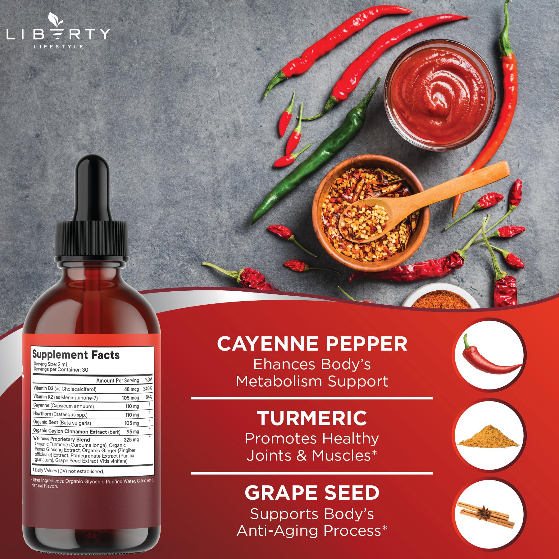 Liberty Lifestyle Panax Ginseng Drops bottle suggesting steady energy