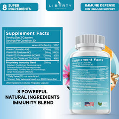 Liberty Lifestyle zinc 50mg capsule emphasizing essential mineral for immune function.