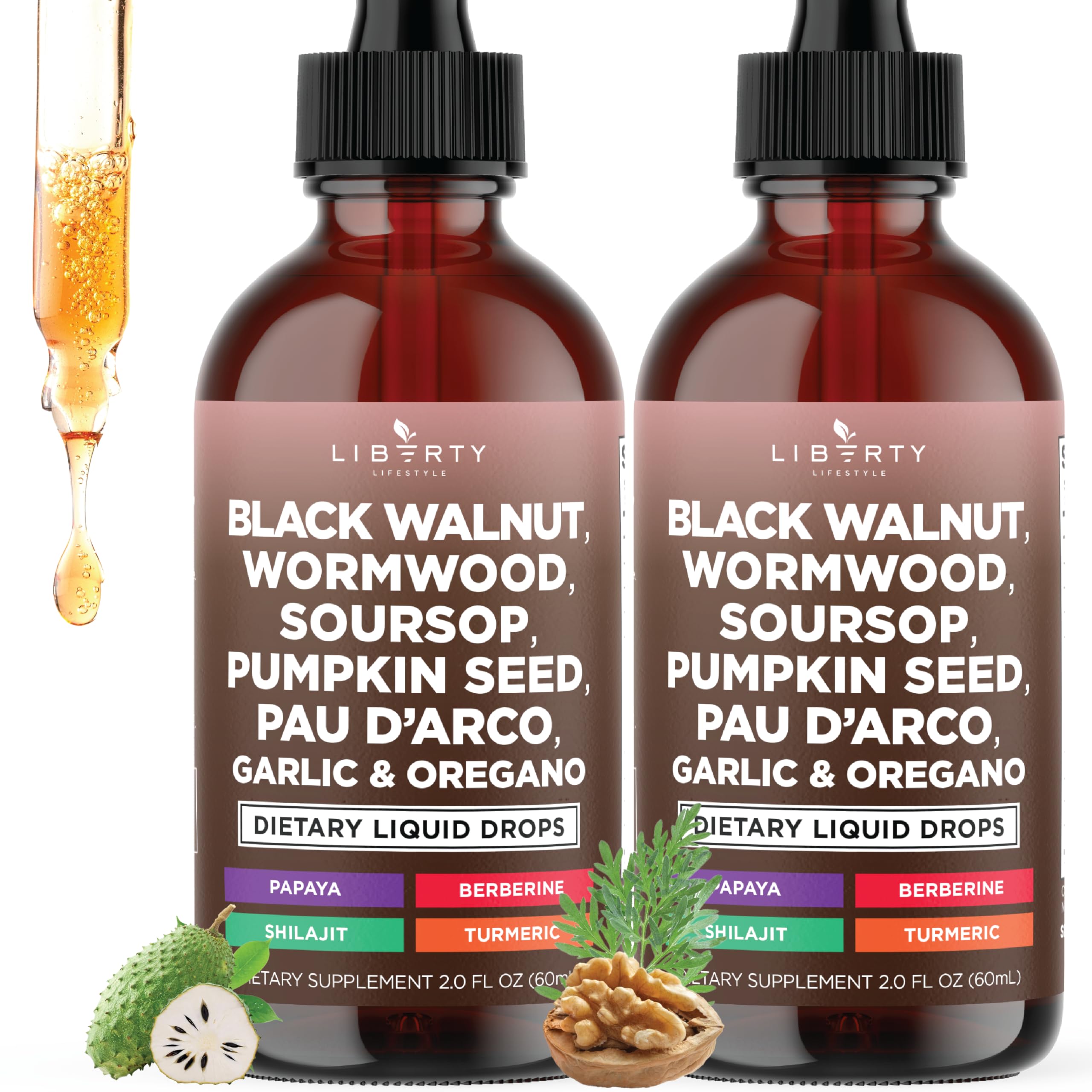 Liberty Lifestyle Defend bottle close-up showing herbal blend for digestive balance.
