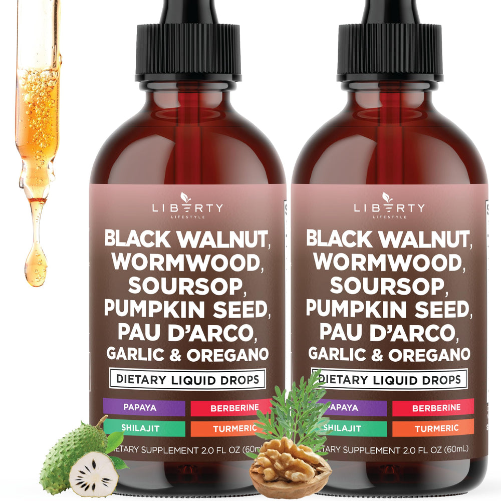 Liberty Lifestyle Defend bottle close-up showing herbal blend for digestive balance.