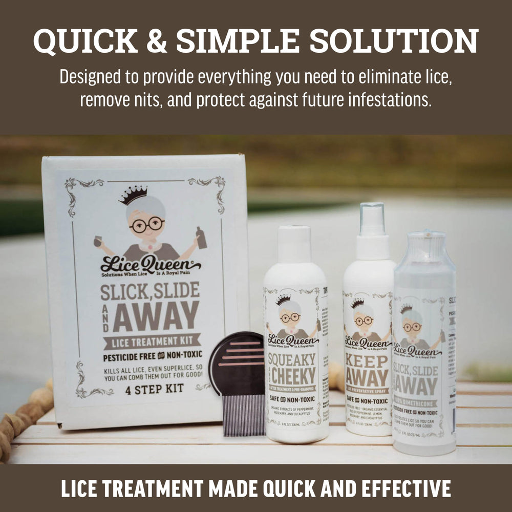 Lice Queen Squeaky Cheeky after-treatment product ready for use.