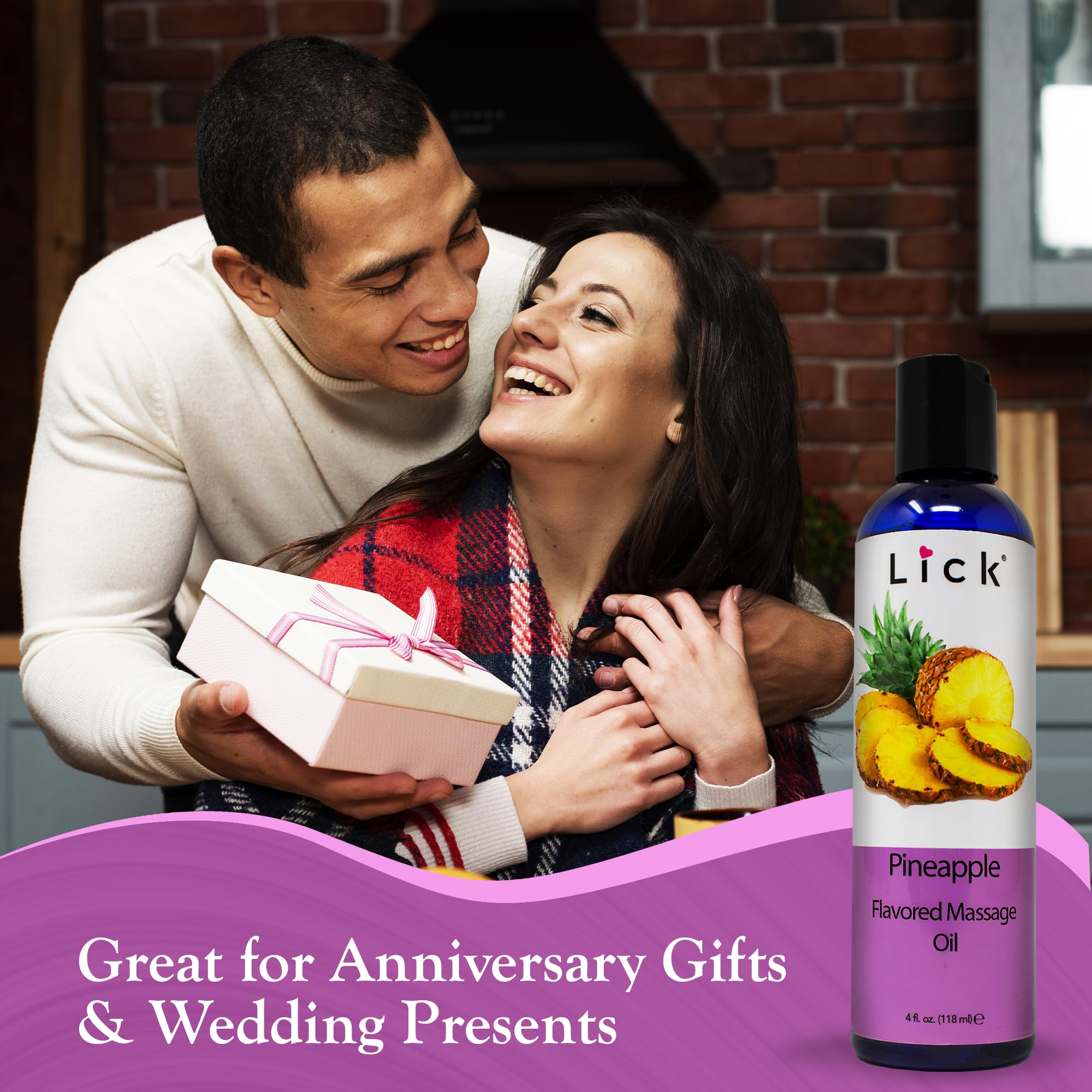 LICK Pineapple-flavored oil enhances sensory date nights with a safe external-use option.