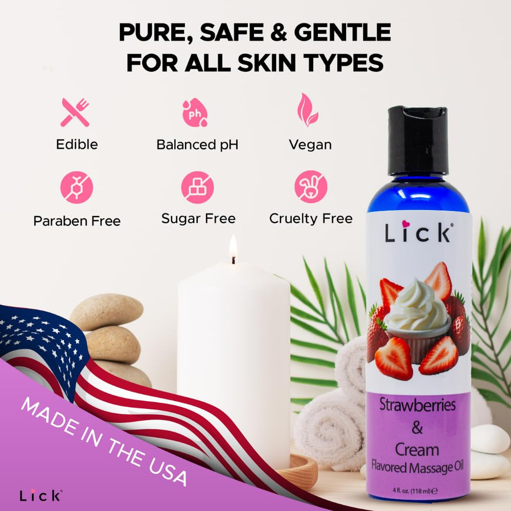 LICK vitamin E and natural oils shown as nourishing ingredients.